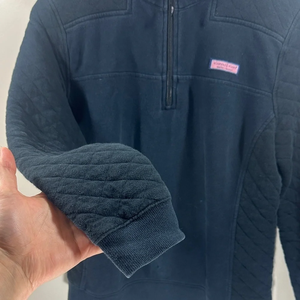 Vineyard Vines Navy Blue Quilted Men's Quarter Zip Long Sleeve Sweatshirt Medium